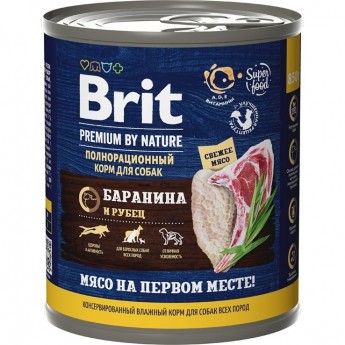 Консервы с бараниной с рубцом BRIT Premium By Nature для взрослых собак всех пород