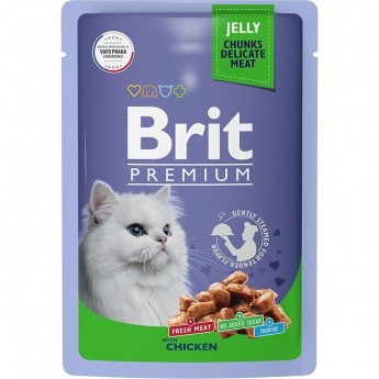 Пауч цыпленок в желе BRIT Premium для взрослых кошек